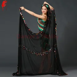 belly dance accessories chiffon sequins belly dance veil women belly dance show veil 2.1*1.5m dancer's clothes