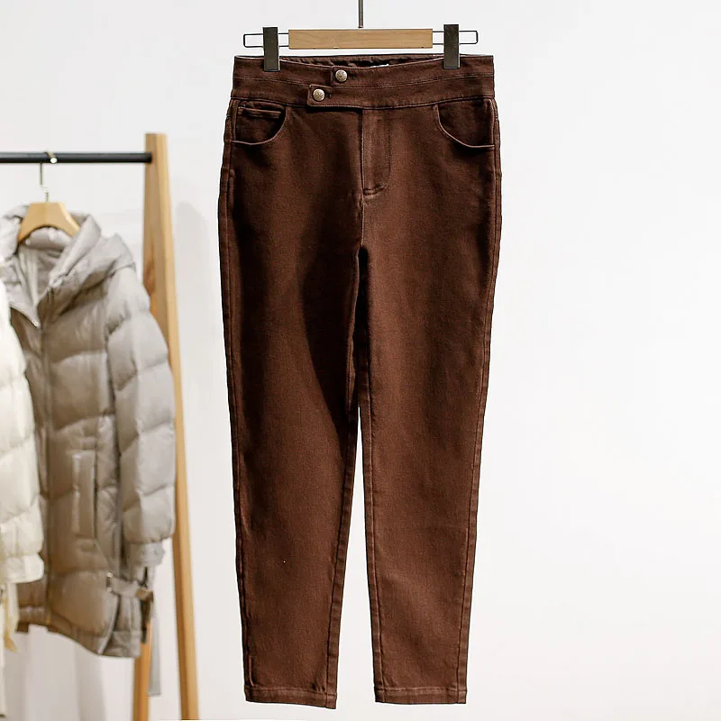 

Slimming Color Harlan Jeans Simple Design High Waist Long Pants for Young Women in Their Late Twenties Winter Collection