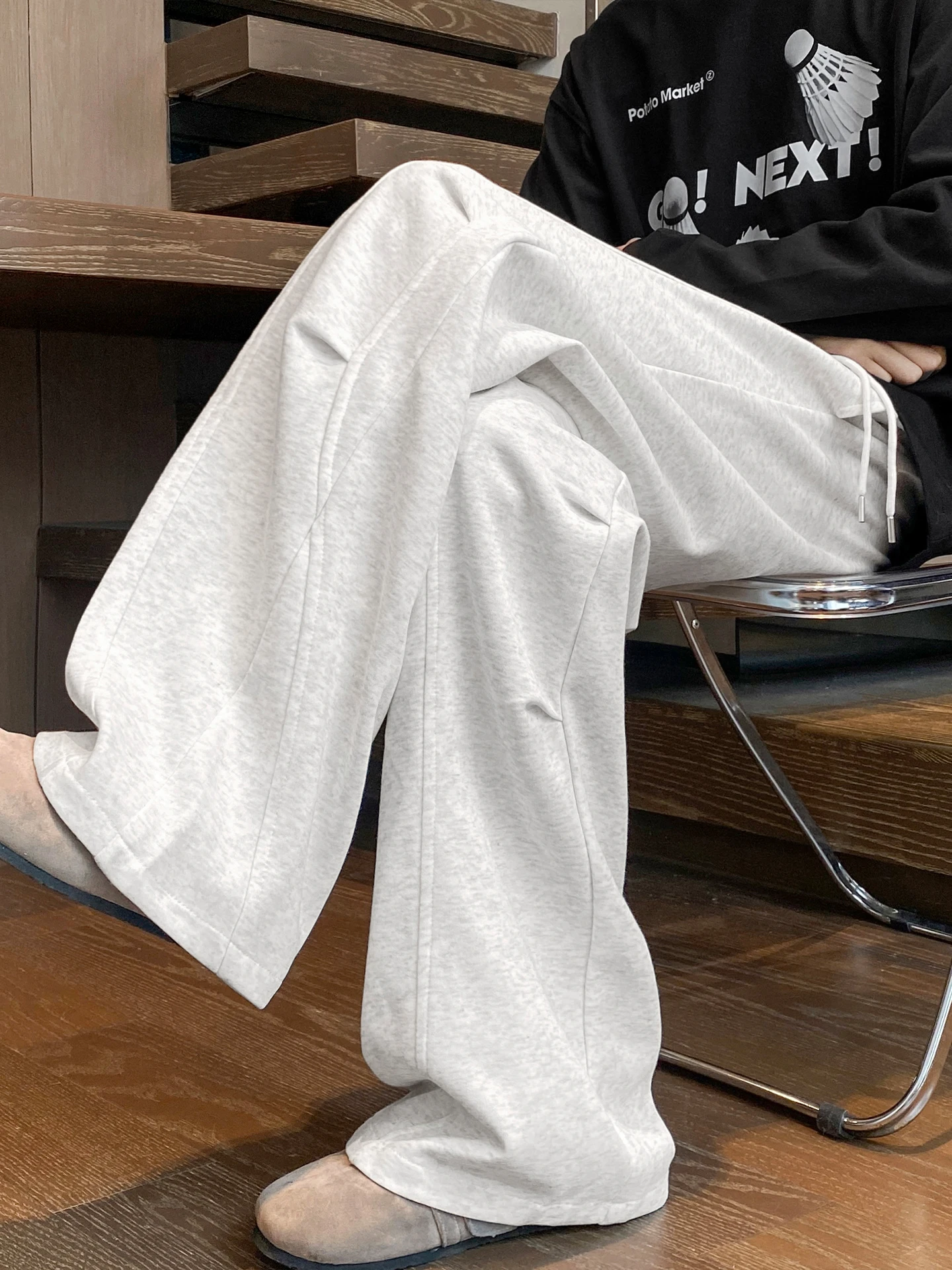 

Loose Drapey Deconstructed Patchwork Pleated Men's Sport Pants American Sle Straight Casual Long Trousers Spring 2026