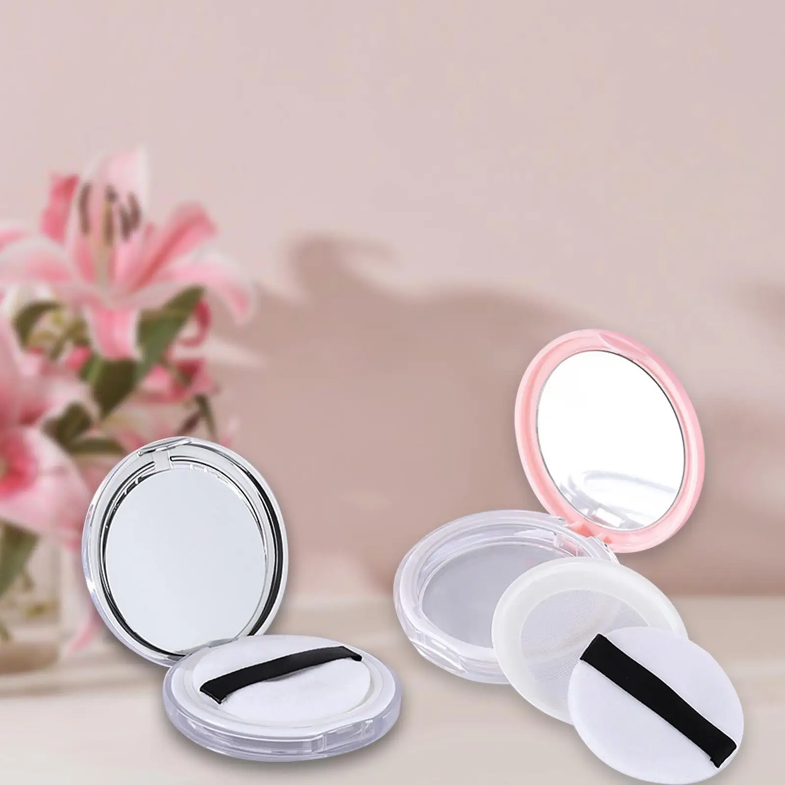 2x contenitore per polvere sfusa con setaccio a rete a specchio 5G accessorio Anti perdite per scopi di viaggio comoda scatola di polvere vuota