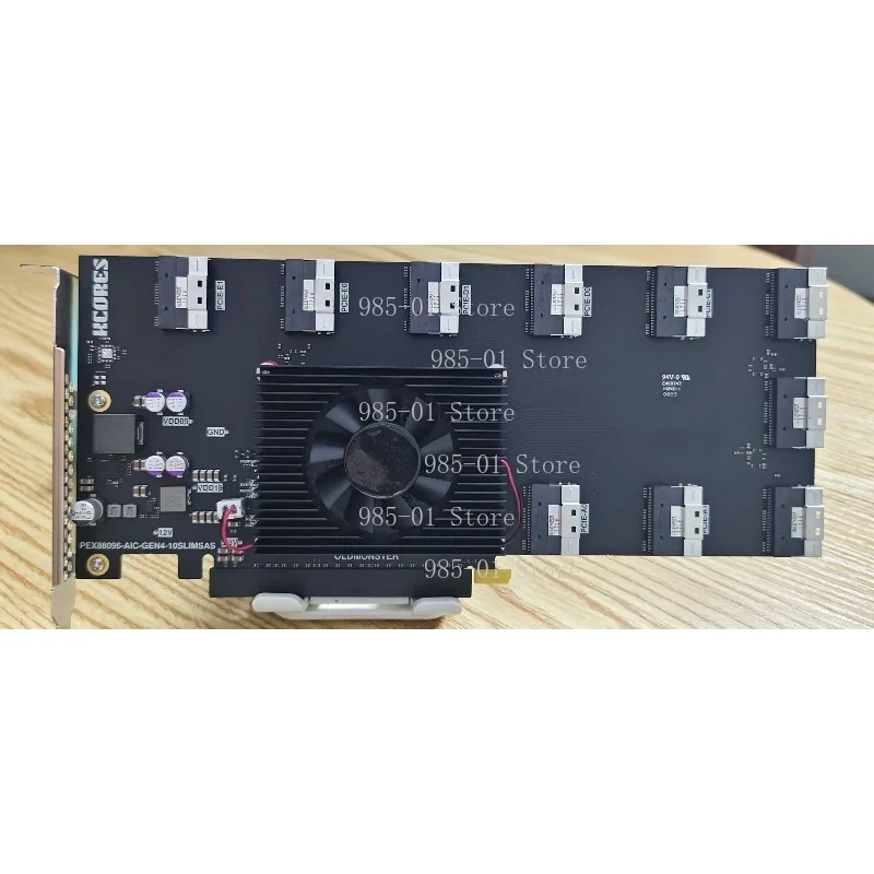 PEX88096 PCIe 4.0 Switch Card, 10 Ports SFF-8654 8i, Bifurcation Free, Plug and Play, for GPU & NVMe SSD Expansion