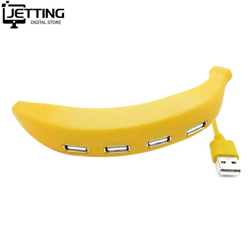 Hub tipo c/USB 2,0 puertos multi USB divisor Hub adaptador de corriente 4 puertos expansor múltiple USB Hub divertido forma de plátano para PC portátil