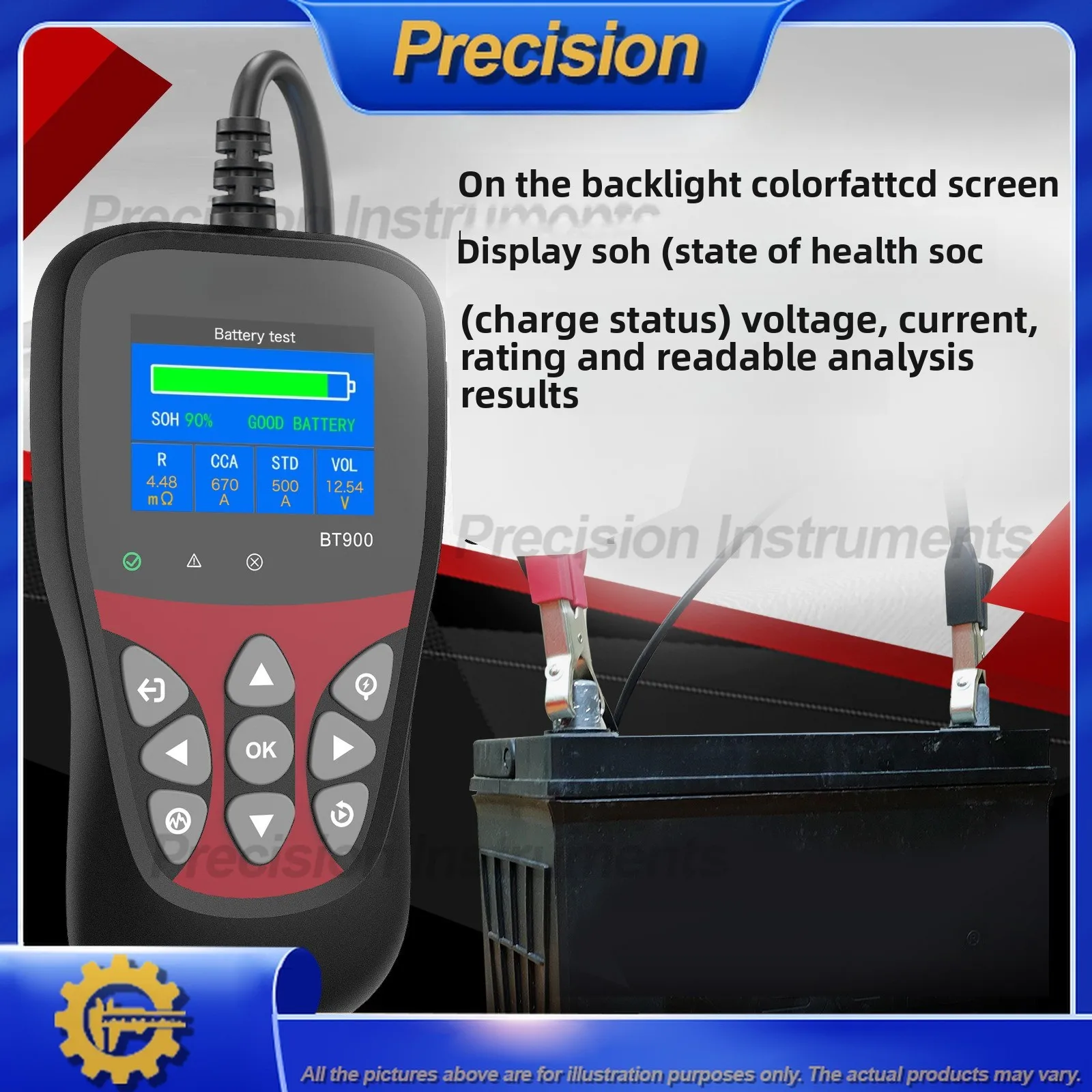 2026 Car Battery Tester 12V Auto Battery Checker One Touch Digital Display Intelligent Detection for Vehicle Maintenance