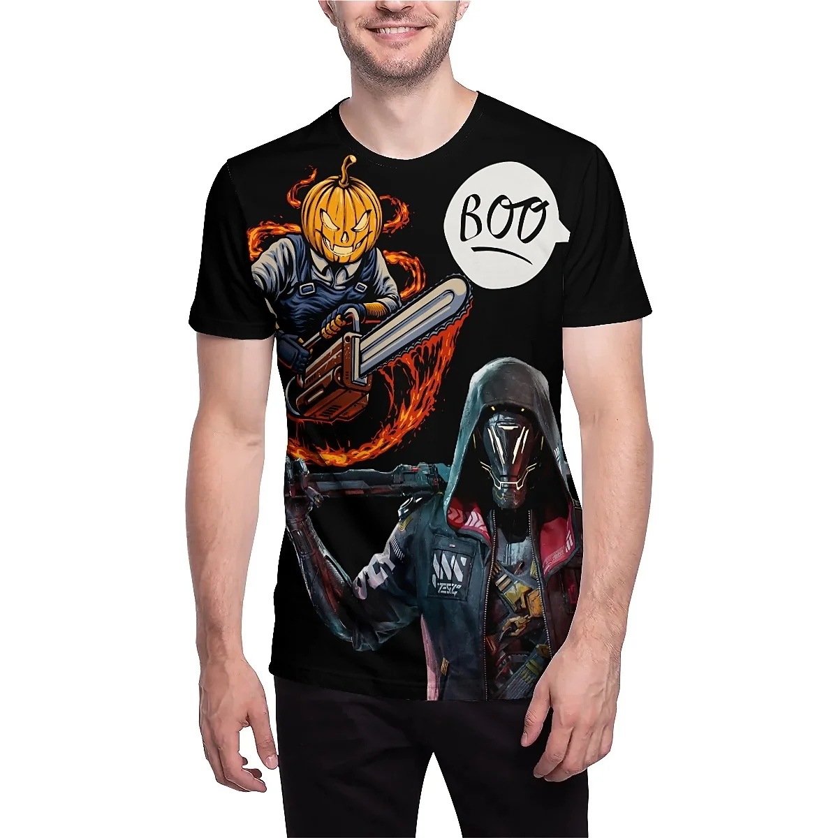

LIASOSO Fantasy Creature Halloween 3D Print T-Shirt, Unique & Stylish, Suitable for Men & Couples, Perfect for Daily Wear