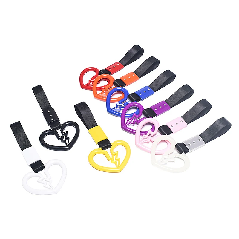 New JDM Japanese Subway Train Bus Car Handle Cute Broken Heart Hand Strap Front Rear Bumper Warning Ring Accessories