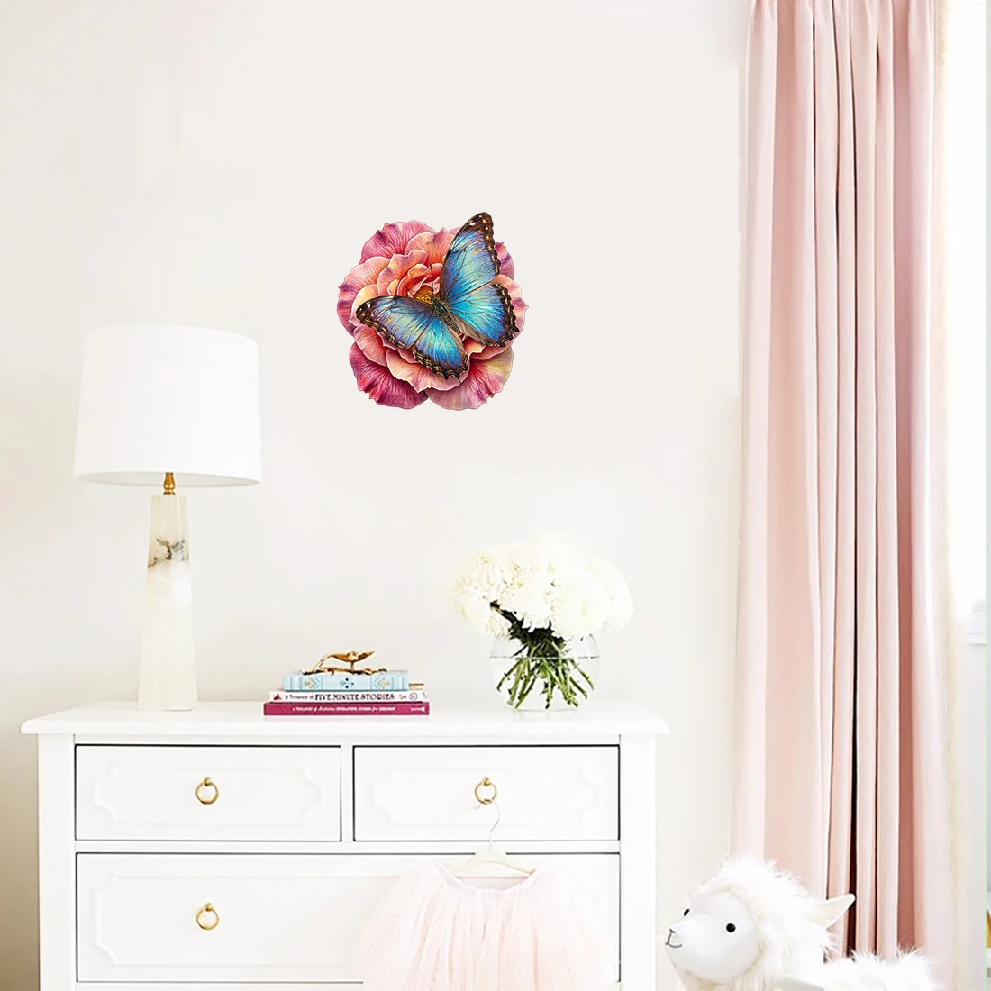 Three Ratels CAB124 Beautiful Rose and Butterfly Art Wall Stickers and Home Decoration Car decals waterproof