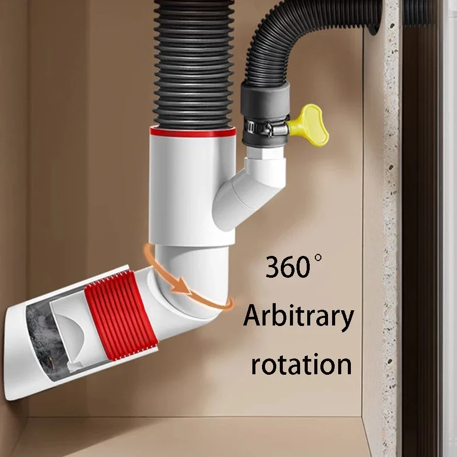 360° Rotating Floor Drain Sewer Pipe Wall Drainage Insect Proof Odor Proof Anti Backflow Washing Machine Basin Pipe Joint