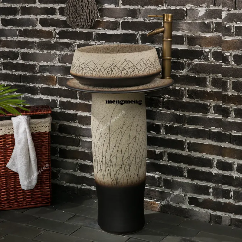 

Retro, column basin outdoor courtyard wash basin outdoor yard integrated floor balcony wash face