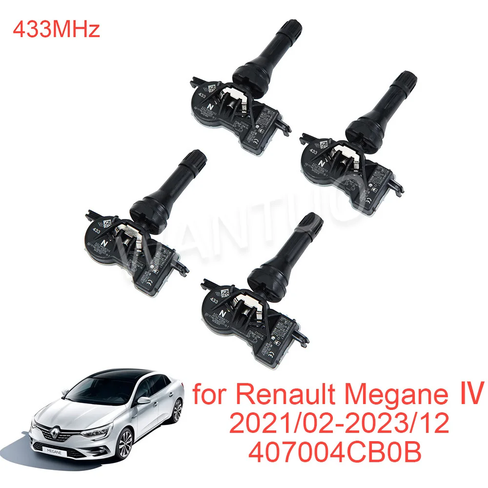 407004CB0B 1/4 pièces 433MHz TPMS capteur de surveillance de la pression des pneus pour Renault Espace 5 Kangoo 3 Kadjar Koleos Megane 4 Talisman Zoe