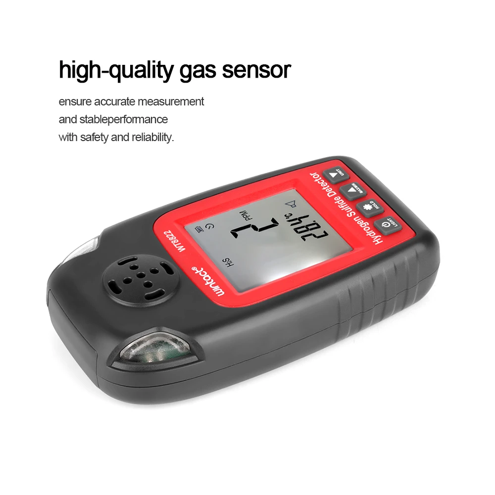 WINTACT Gas Detector WT8822 H2S Gas Detector High Sensitivity Monitor Alarm Sensor Hydrogen Sulfide Detector Gas Leak Analyzers