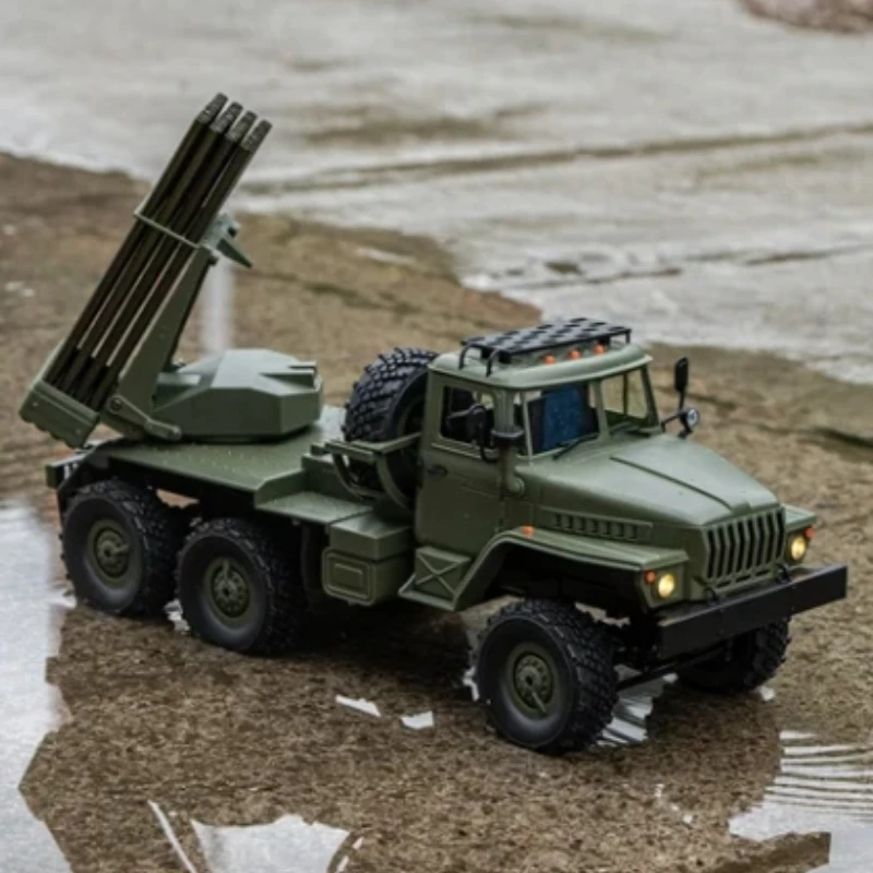 WPL B36-2 1:16 Scale RC Military Truck with Metal Rocket Launcher BM-21 Grad 6x6 Model 2-Speed Gearbox Reverse Simulation Light