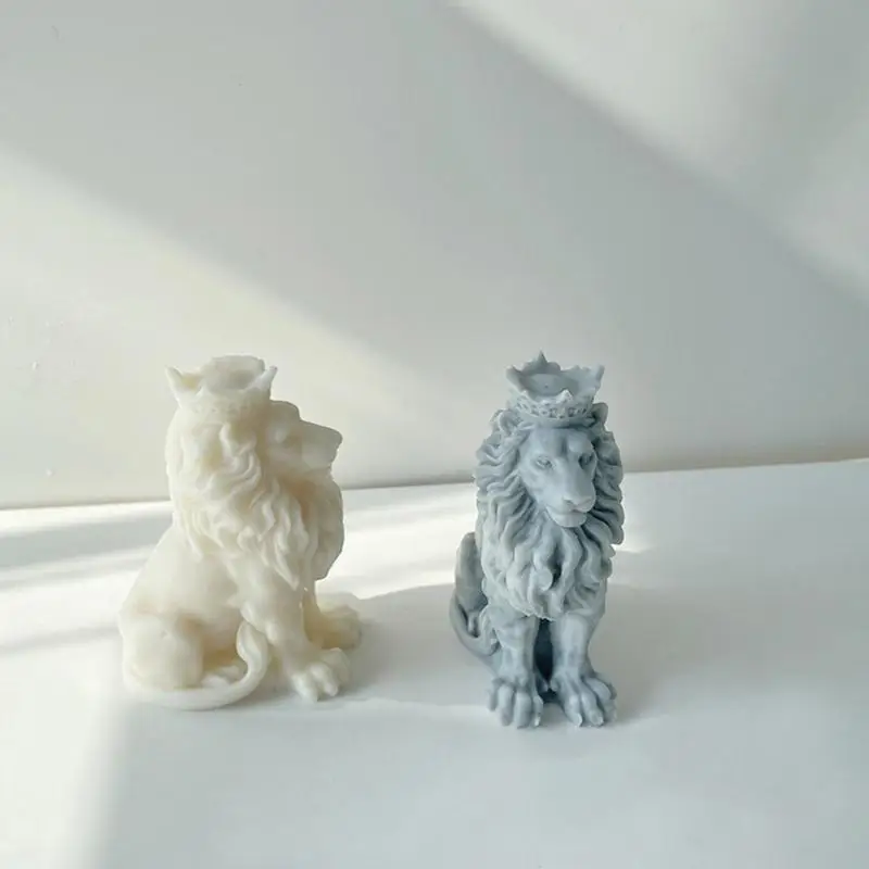 قالب شمع حيواني ثلاثي الأبعاد على شكل أسد من السيليكون لصنع الشموع بالروائح العلاجية #4