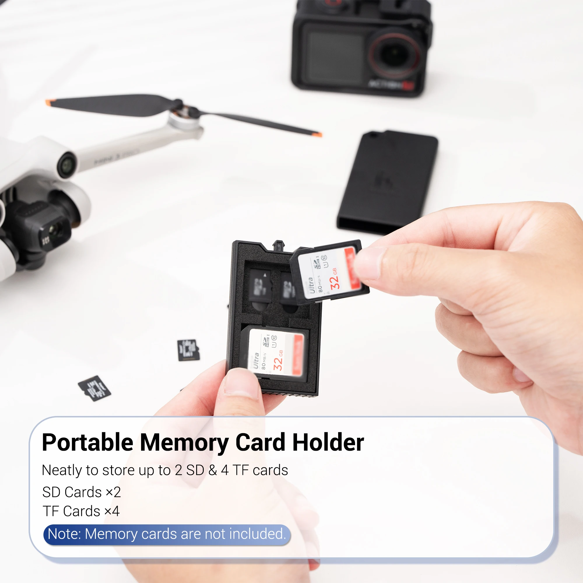Pop-up Small Memory Card Case Holder for 2 SD SDHC SDXC Cards &4 TF MicroSD MSD Cards Anti-Shock Splash-Proof Micro SD Card Case image 2