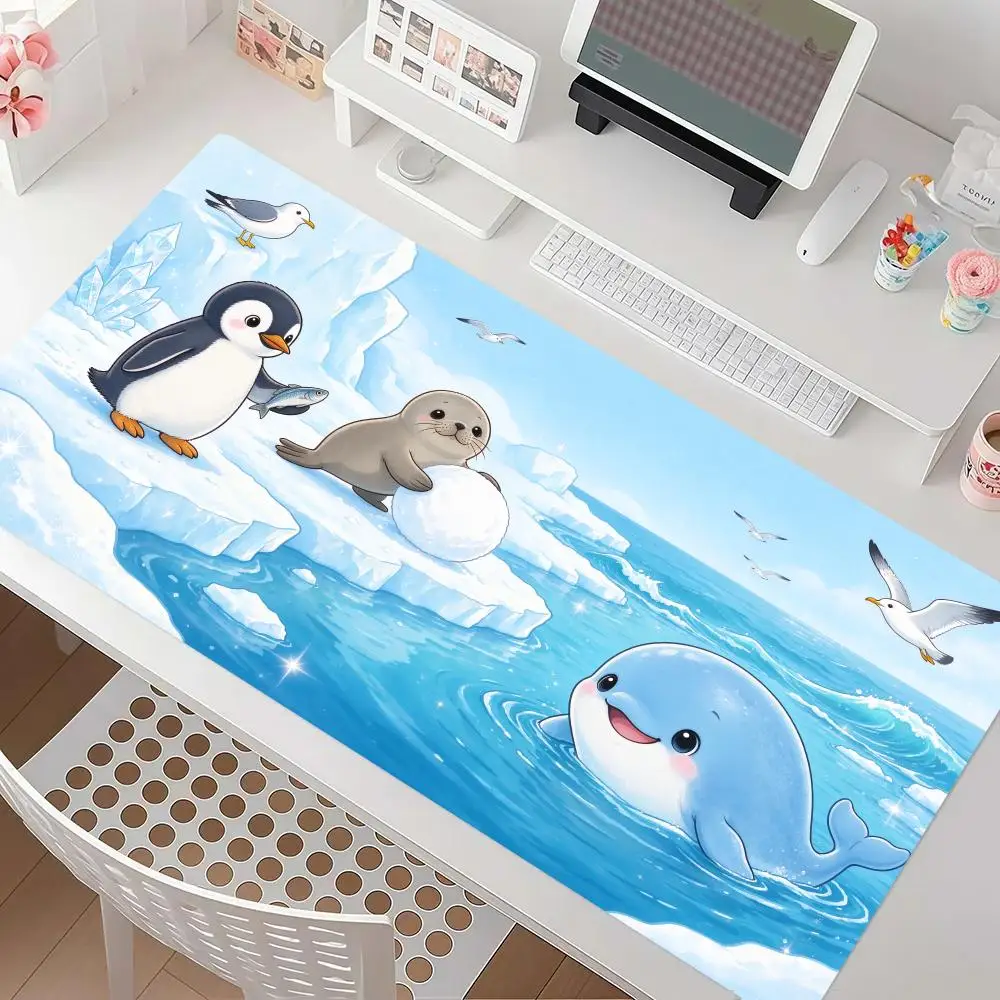 Ice Snow Polar Animal Mouse Pad Large Size Smooth Cloth Surface For Winter Desk Decor