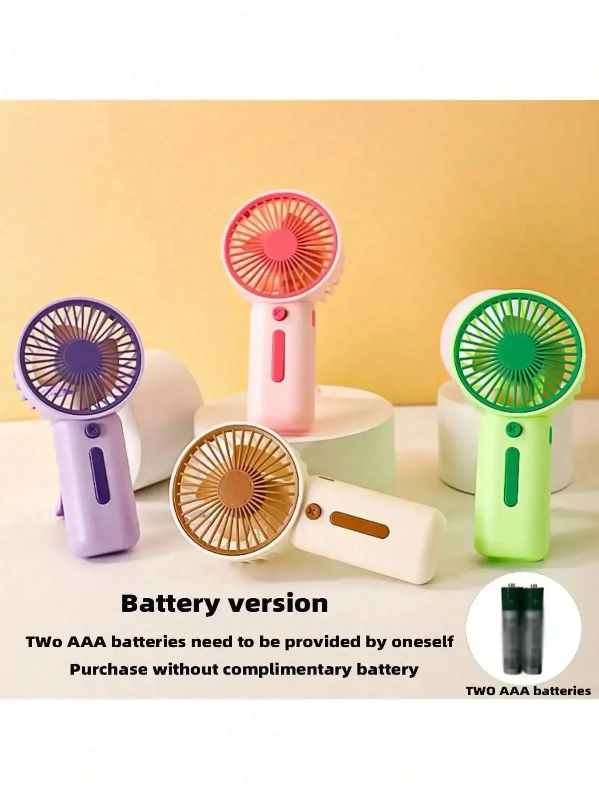 

Battery Operated Portable Handheld Mini Fan (Battery Not Included), 1-Speed Adjustment, Requires 2 AA Batteries, Outdoor Travel Pocket Size Mini Fan