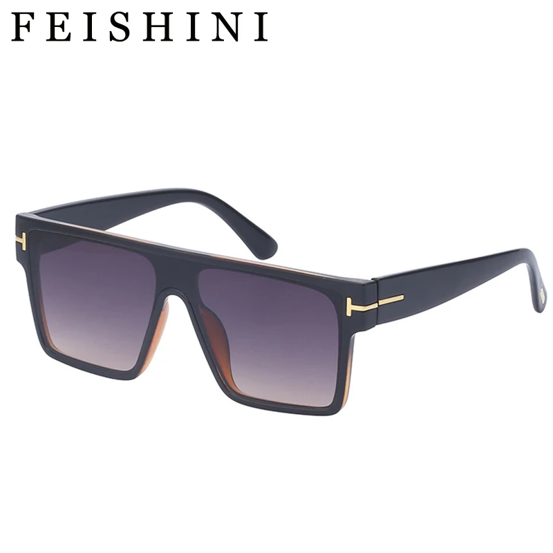 Feishini Star Contracted Luxury Style Quality Sunglasses Square Men UV Protection Eyewear Fashion Sun Glassees Women Vintage