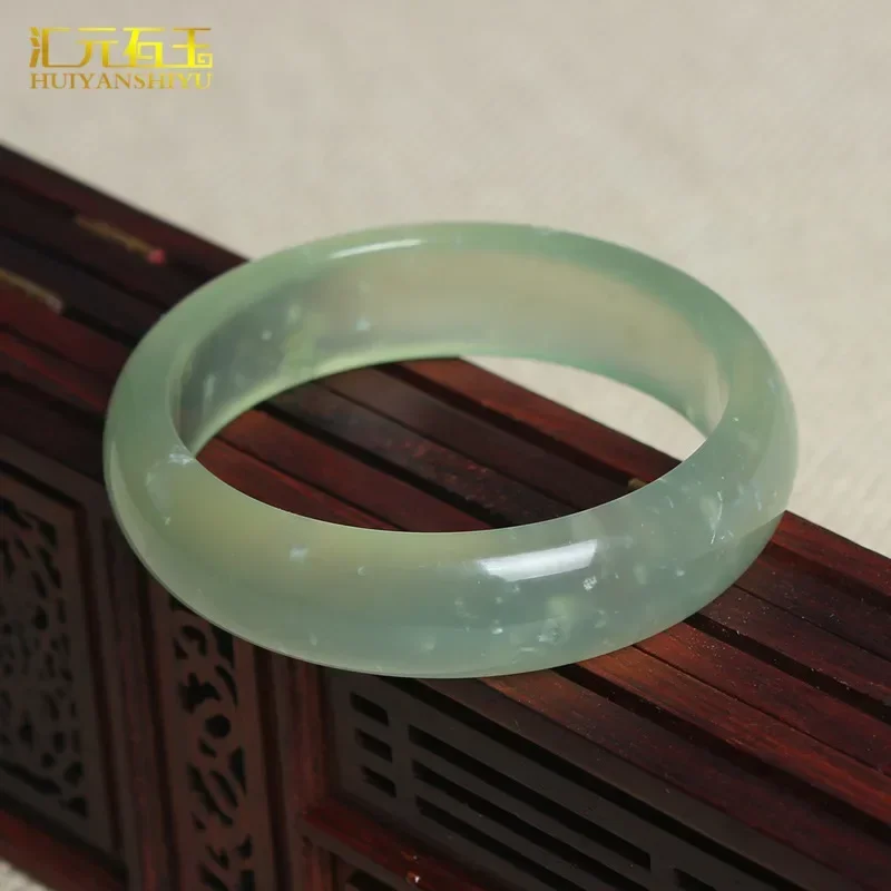 Bangles Green Ice Bottom Flower Xiuyu Bracelet Xiuyan Jade Bracelet Women's Jade  Jewelry & Accessories