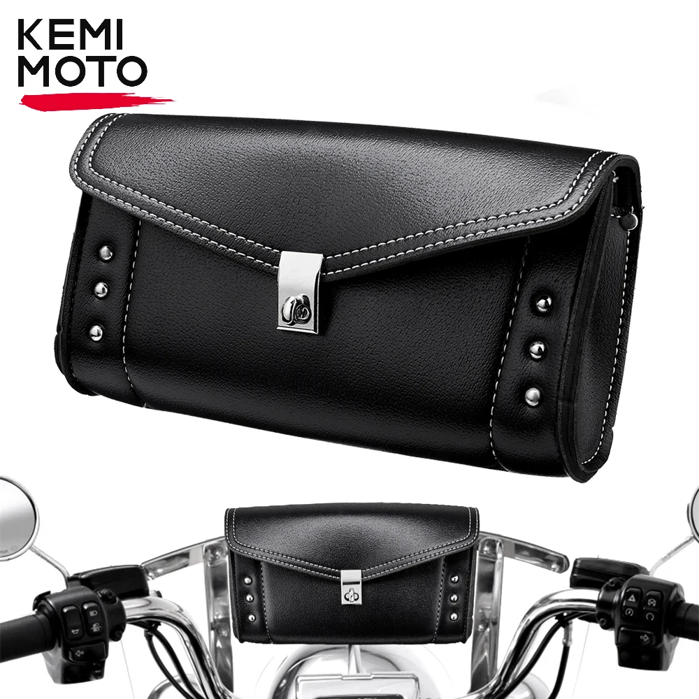 

Motorcycle PU Leather Windshield Bag Universal For Touring Road King Street Glide Luggage Pouch Tool Bags Storage Organized Bag