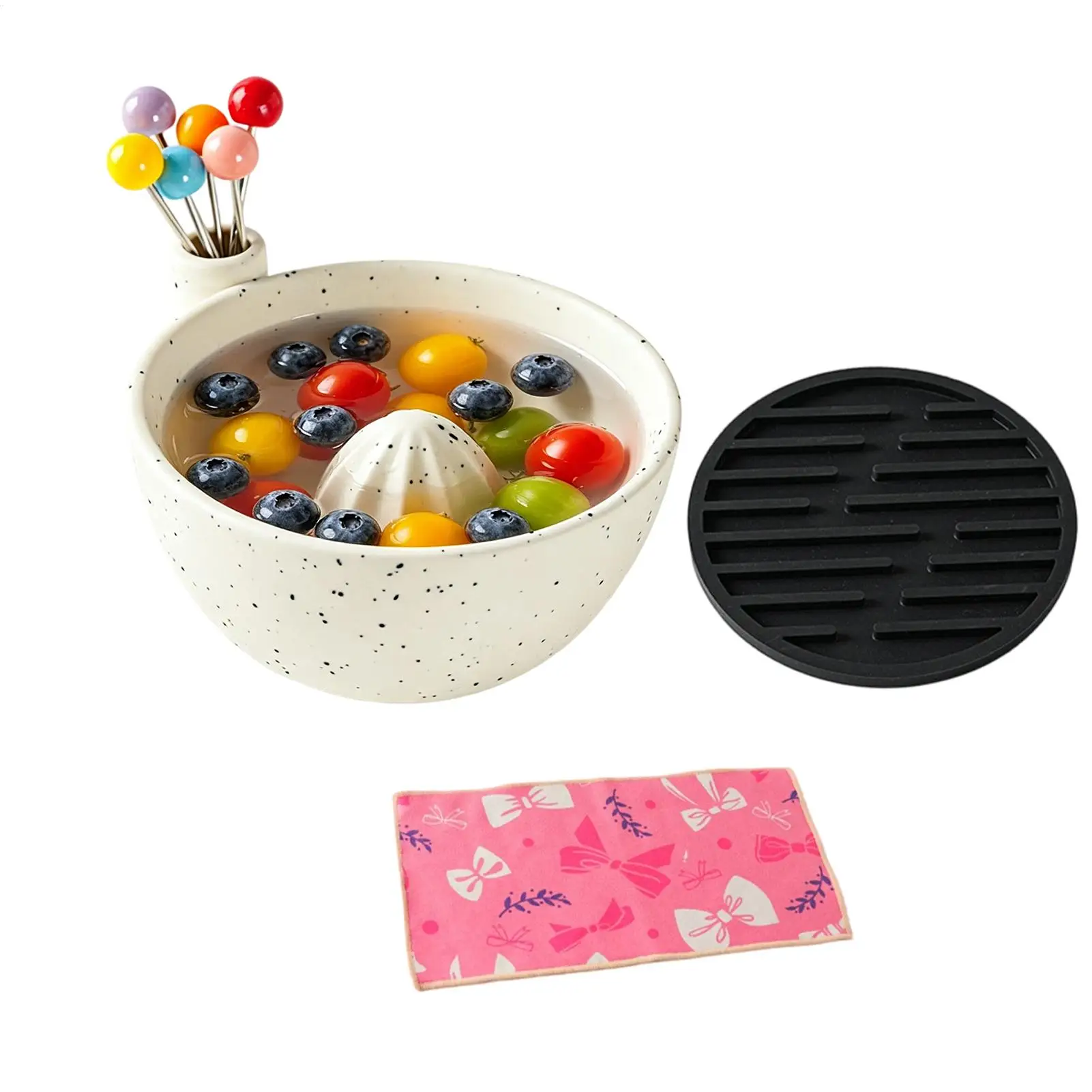 Berry Swirl Bowl Self-Rinse Ceramic Cleaning Basket With Drain Hole Fruit Washing Container For Kitchen Vegetable Strawberry