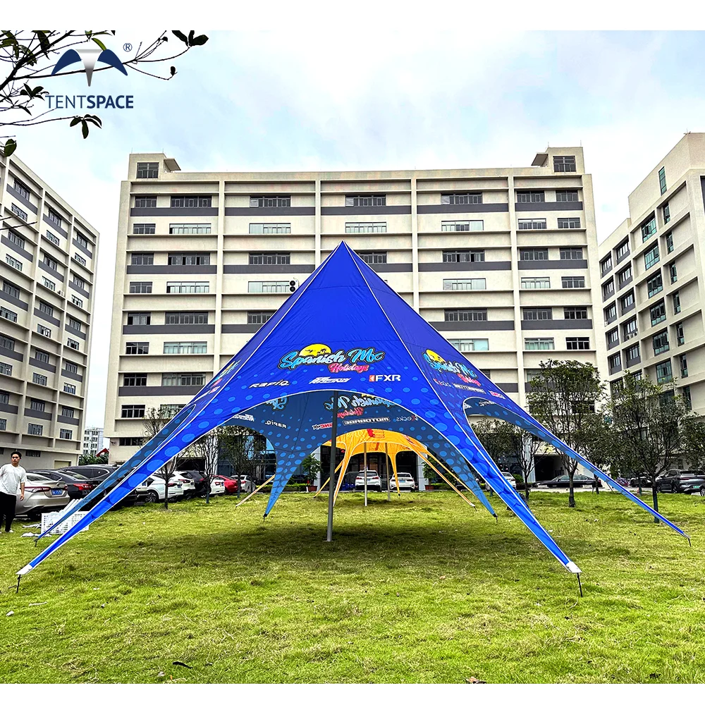 Custom Design 16m Heavy Duty Beach Star Spider Tent Branding Logo Hexagonal Tent For Outdoor Event