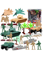 ViiKONDO Army Men Toy Military Playset Green vs Tan Soldier 52pcs Bucket Classic Battle Tank Airplane Warship Model Wargame Gift