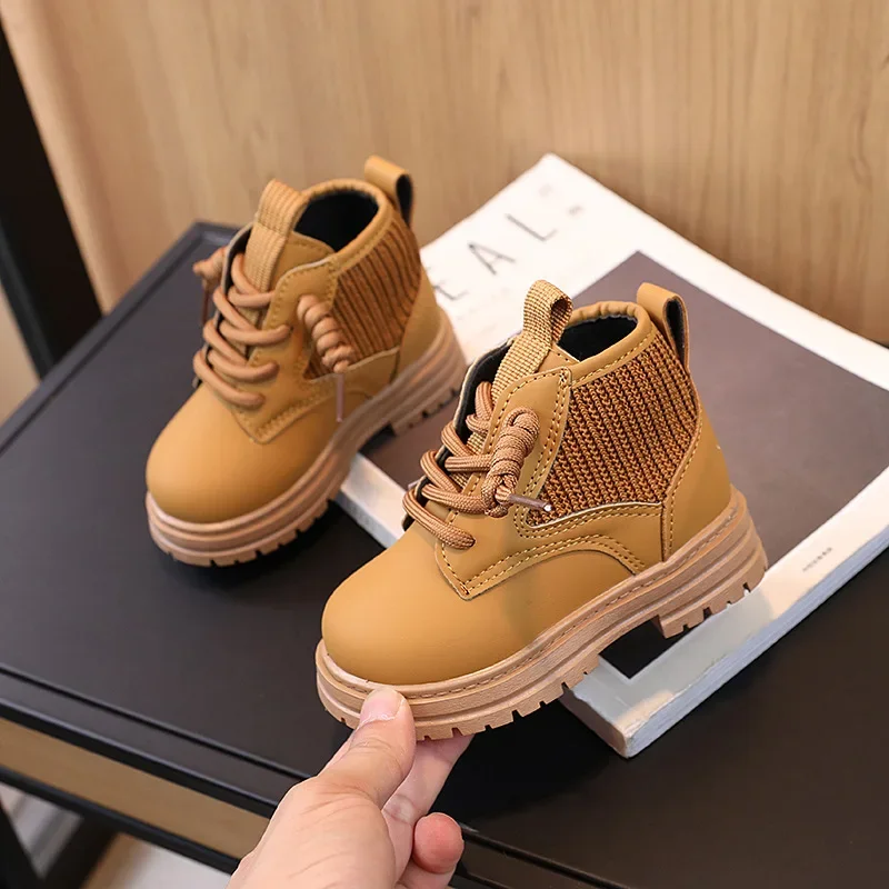 Toddler Ankle Boots Fashion Soft Leather Lace Up Leather Casual Shoes for Baby Boys Girls Chelsea Boots Bota Infantil Menina