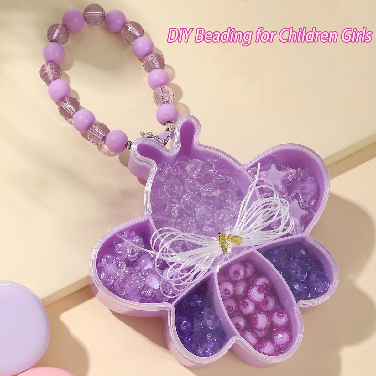 New Purple Handmade DIY Beading Girls Jewellery Box Cute Butterfly Girl Children Necklace Bracelet Toy Set Birthday Gifts