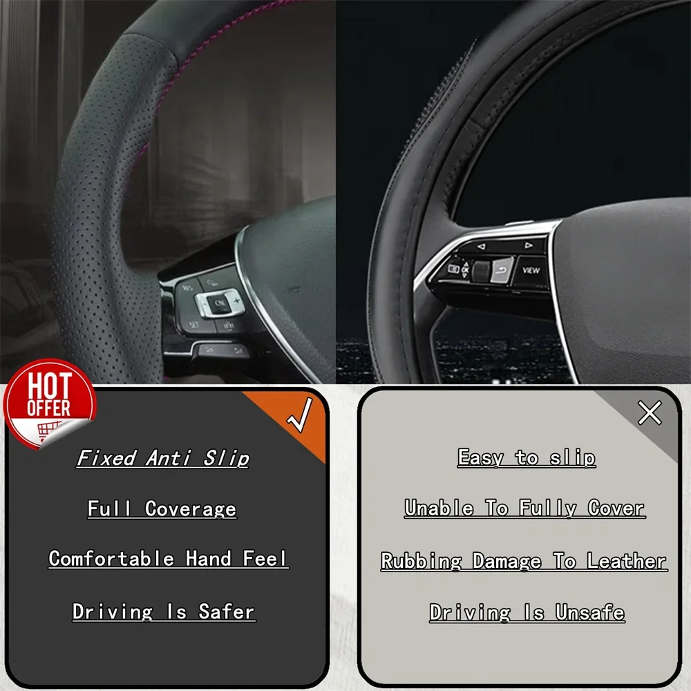 Customized Car Steering Wheel Cover For Dodge (SRT) Challenger 2015-2021 Charger Car Accessories Hand-sewn Steering Wrap
