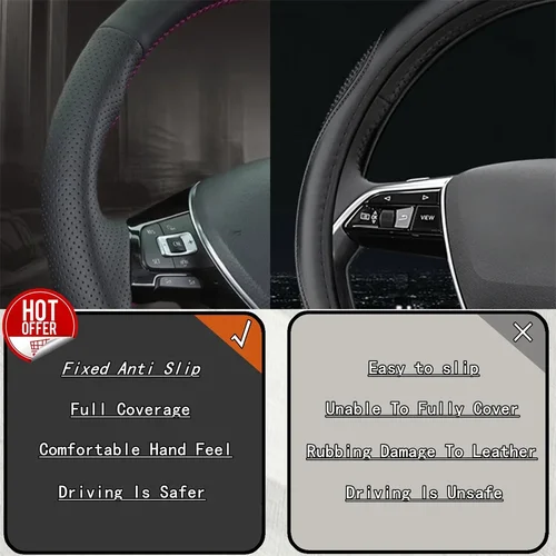 Imagen 2 del producto Protector personalizado para volante de coche, accesorios interiores de cuero Artificial para Toyota Fortuner 2015-2021 Hilux 2015-2021