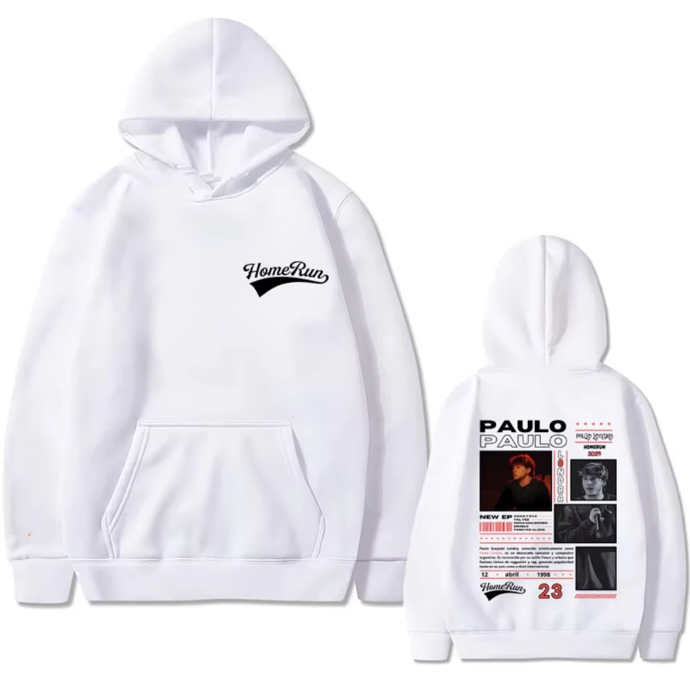 2025 Trend Rapper Paulo Londra Homerun Print Hoodie Men Women Hip Hop Vintage Sweatshirt Fashion Oversized Hoodies Fans Gift