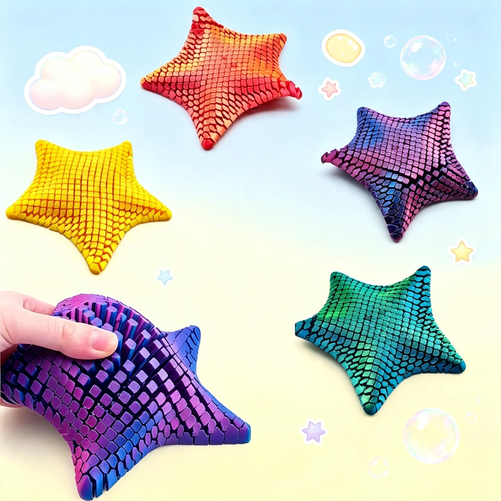 3D Printed Articulated Starfish Fidget Toy Flexible Movable Stress Relief Desk Decor Visual Toy Gift for Adult Party Favors