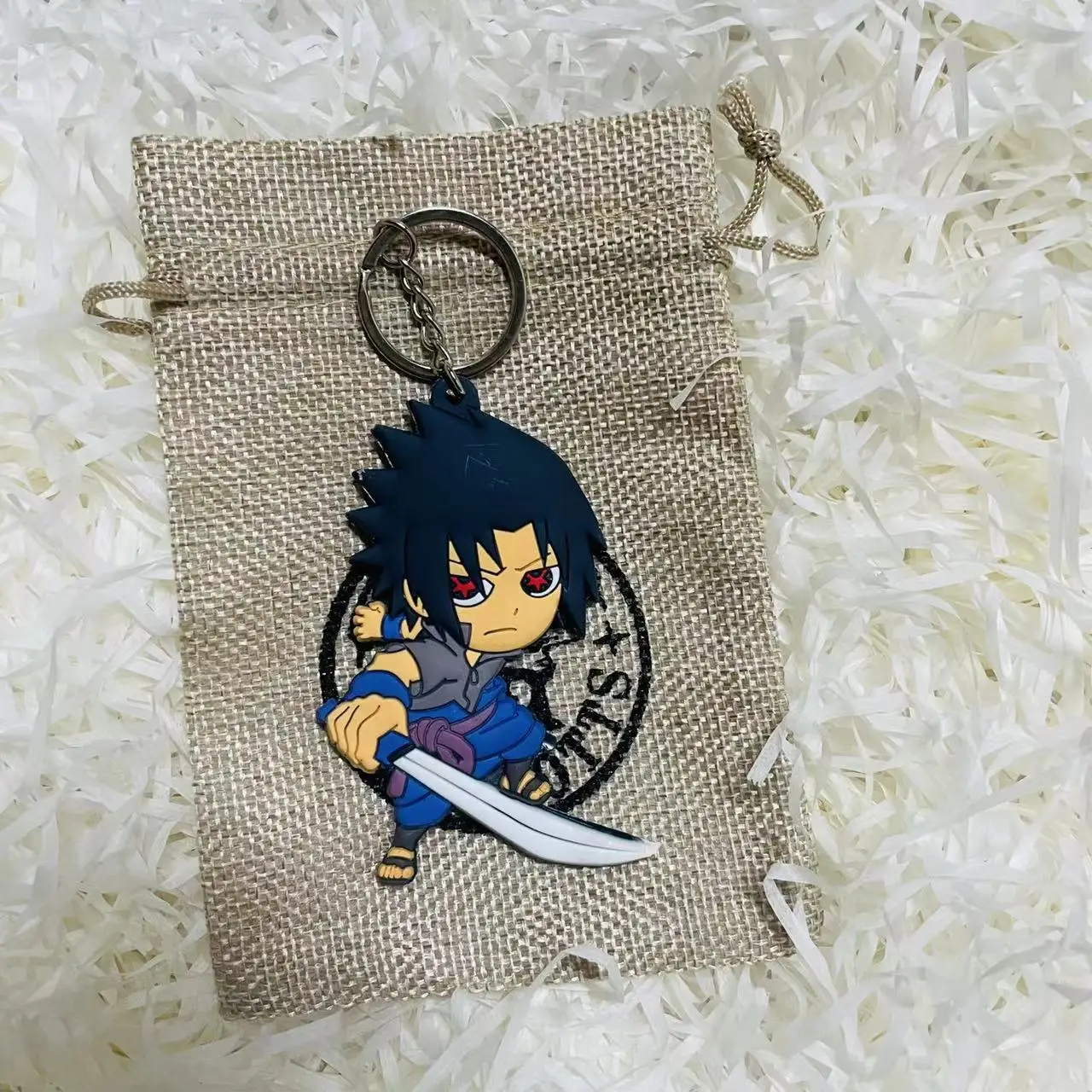 Cute Character Pendant Keychain Double-Side Soft Rubber Keychain In Gift Bag 1 Keyring 1 Sac 2Pcs Set Halloween Cosplay Props