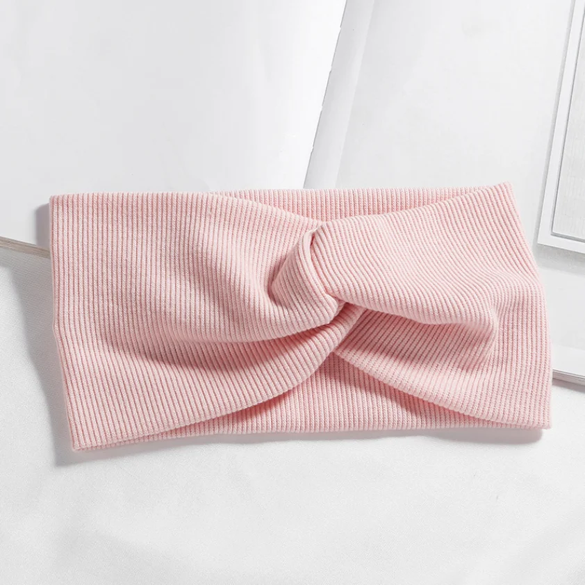 Elastischer Haarschmuck für Damen, neuer Strickfaden, Twist-Turban-Verband, solide, breite gestrickte, geknotete Yoga-Haarband, Yoga-Stirnband – Detail 6