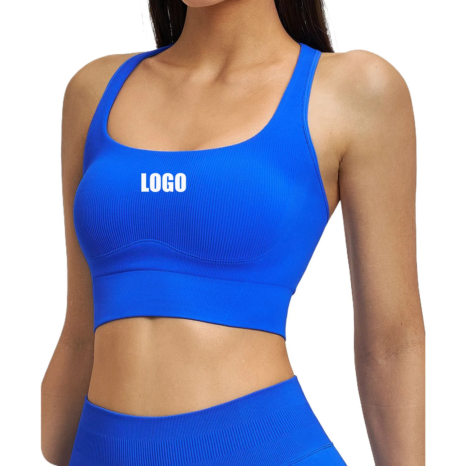 

Custom LOGO women's shock-proof seamless yoga bra, beautiful back quick-drying sports top, shoulder strap running fitness top