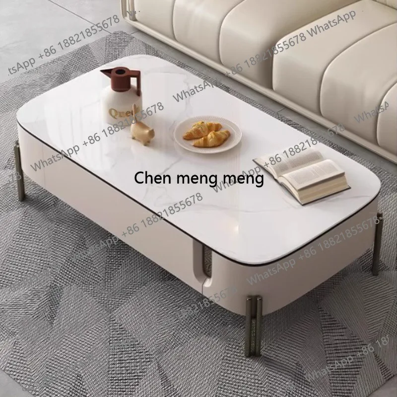 

Минималистичный журнальный столик для дома: современный белый центральный столик для гостиной, компактный столик со скрытыми двойными выдвижными ящиками для хранения