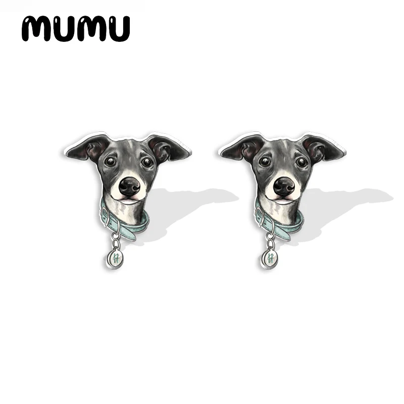 2023 New Italian Greyhound Acrylic Stud Earring Little Dog Handmade Earrings Resin Epoxy Jewelry Gifts Friend