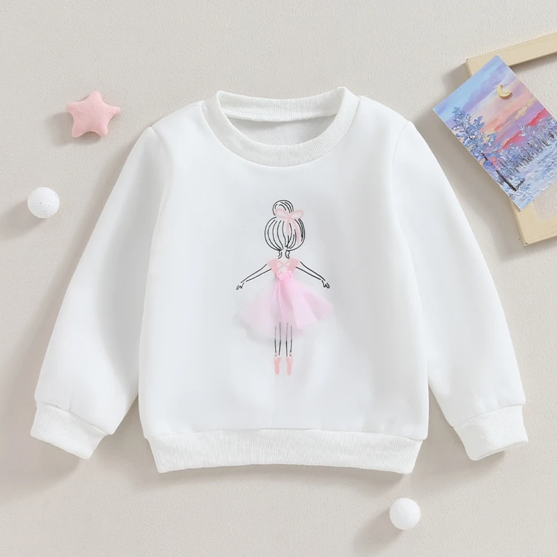 

Toddler Kids Baby Girl Sweatshirt Trendy Girl Print Round Neck Long Sleeve Pullovers Autumn Tops for Toddler Cute Fall Clothes