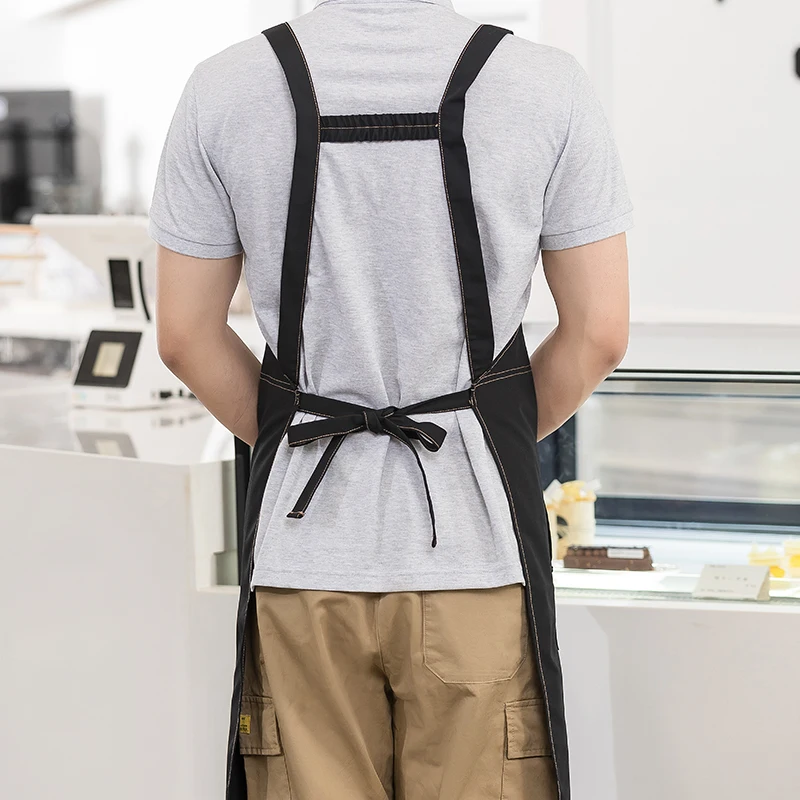 Customized Logo Pattern Polyester Cotton Canvas Apron Size 80cm*65cm Kitchen Aprons Mandiles Grill Apron  Bib with Pocket