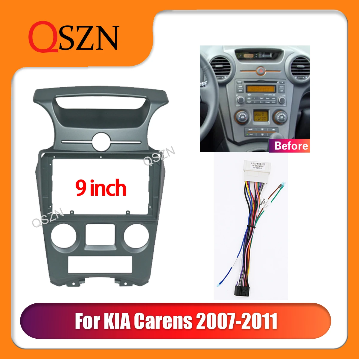 

QSZN 9 Inch Car Frame Fascia For KIA Carens 2007-2011 MC AC GPS Panel Dash Fitting Frame Dashboard Mount Kit Installation 2Din