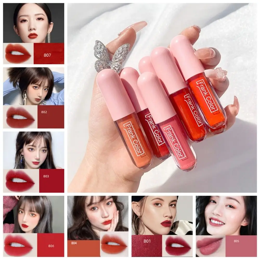 

8Pcs Soft Mist Matte Velvety Lip Glaze Easy To Color Long-lasting Matte Lipstick Suit Waterproof Non-Stick Cup Liquid Lipstick