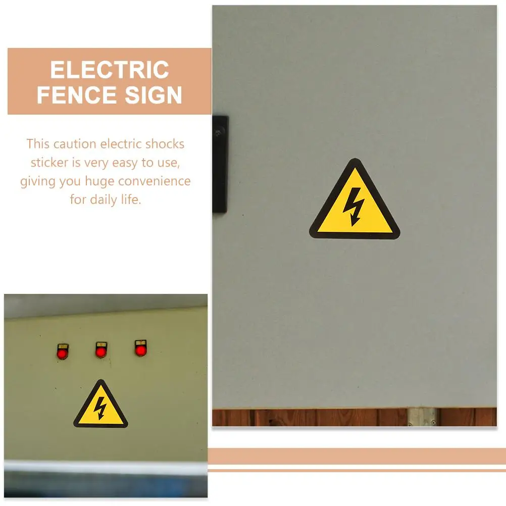 24Pcs Yellow Triangle Electric Shock Warning Stickers High Voltage Caution Labels Safety Signs for Equipment Warning Lightweight