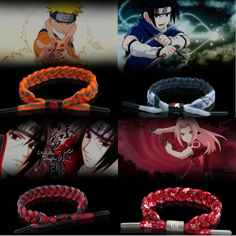 Anime Naruto Bracelet Rope Weave Chain Kakashi Itachi Cosplay Costumes Accessories Naruto Bracelet Reflective Anime Couple Gift