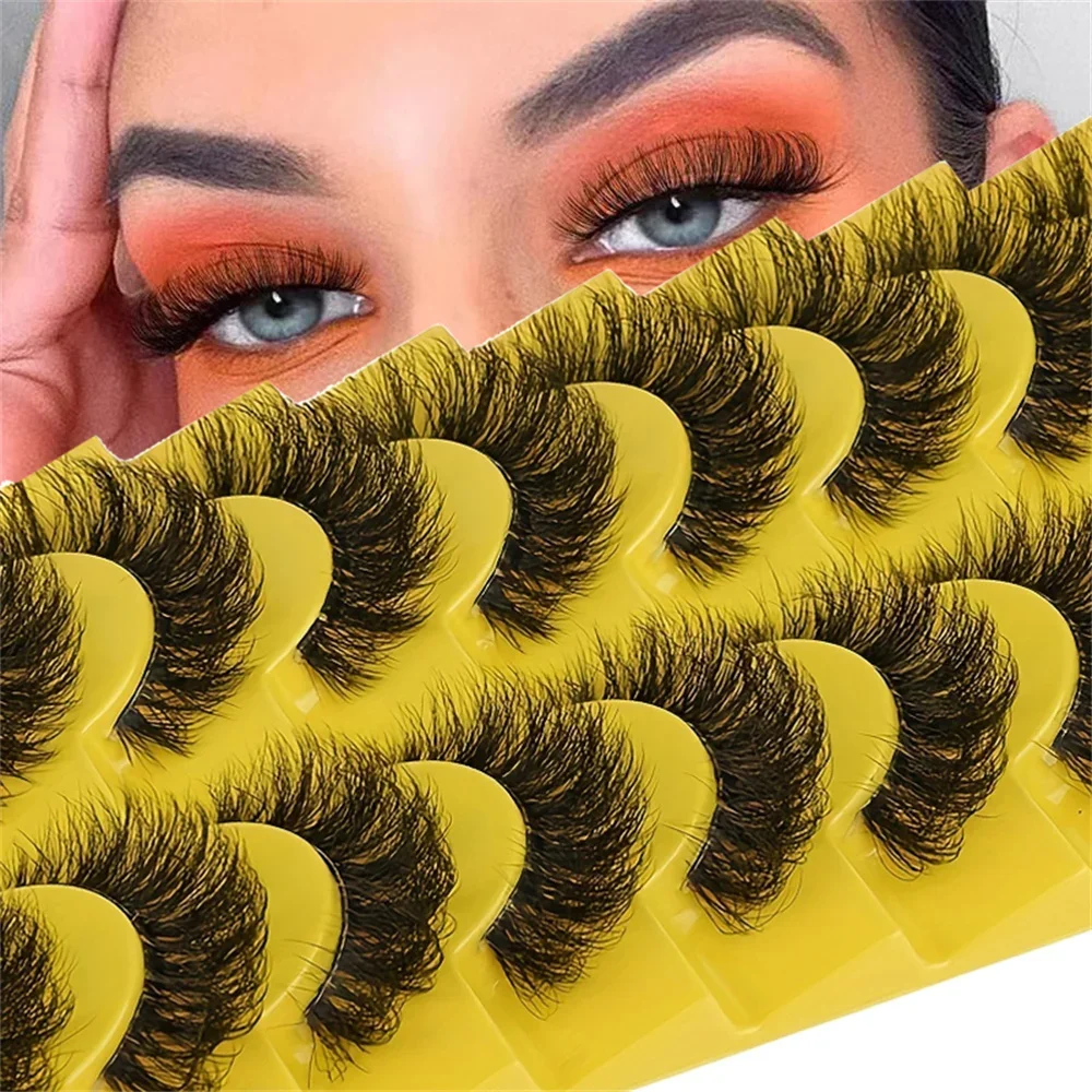 

10 Pairs False Eyelashes Fake Lashes Fluffy Lash Soft Full Thick Wispy Eyelashes Extension