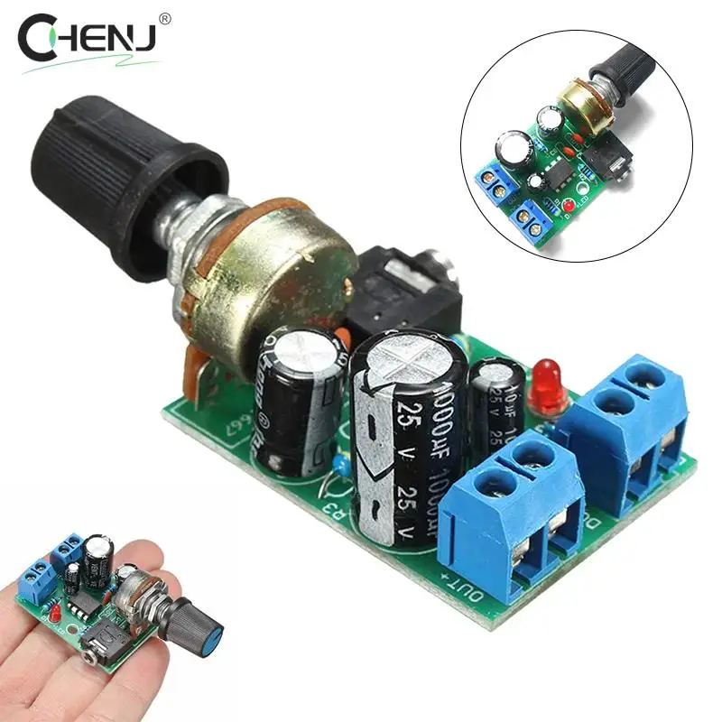 1pcs LM386 10W Audio Amplifier Board Mono 3.5mm DC 3-12V Volume Control Mini AMP Module Adjustable Volume