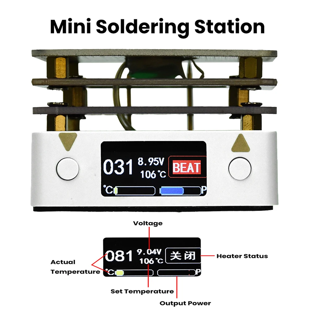 

Нагревательный стол с цифровым дисплеем 10-300 ° C Регулируемая паяльная пластина с постоянной температурой Type-C USB-нагревательный стол Инструменты для ремонта