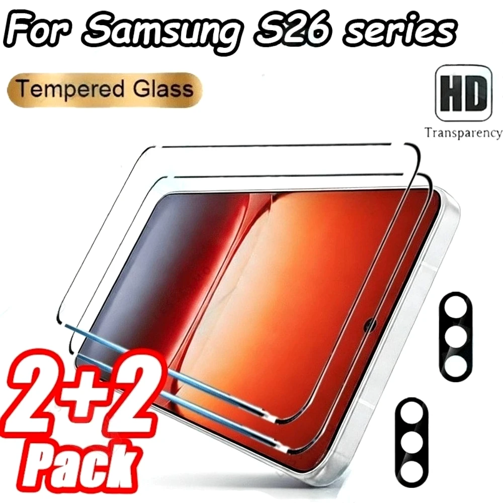 

2 шт. ультрапрозрачных защитных пленок для экрана Samsung Galaxy S26 S25 S24 Ultra S23 S22 S21 Plus S25 S24 FE с 2 шт. защитными стеклами для объектива камеры