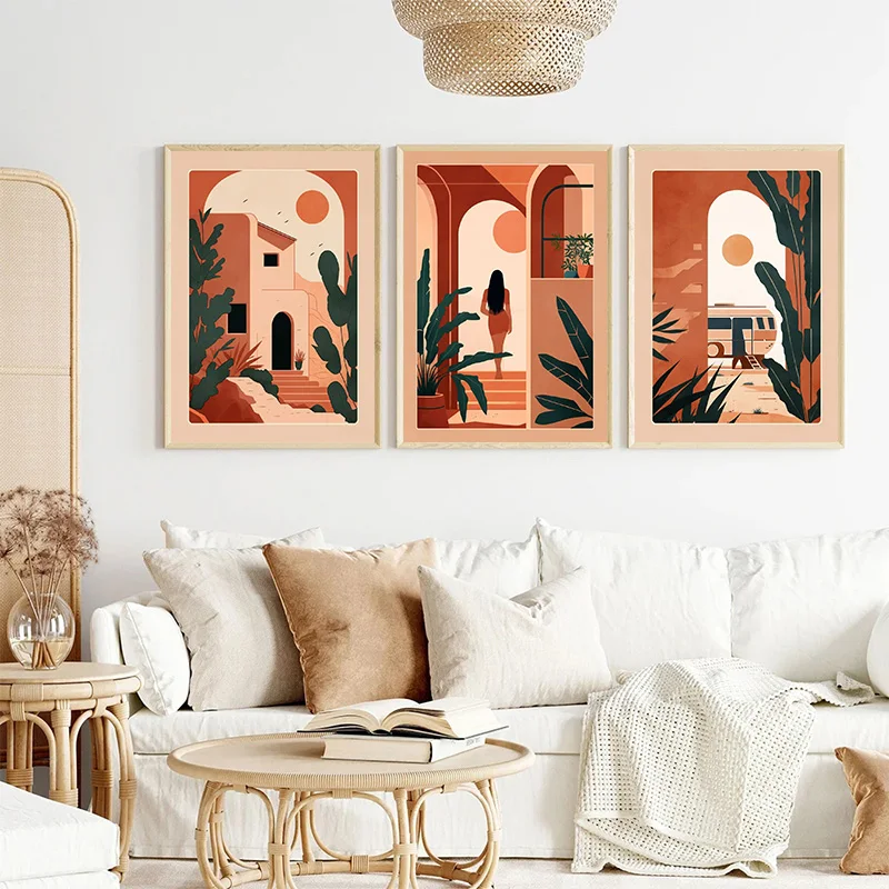 Modern Boho Terracotta MoroccanTerracotta Pots Posters Canvas Painting and Prints Wall Art Pictures for Living Room Home Decor