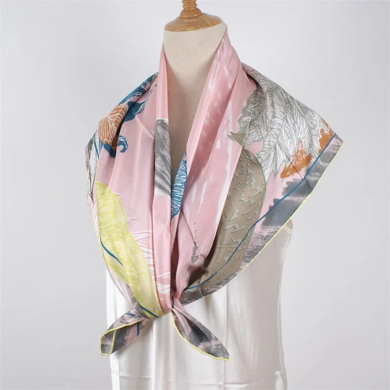 90 Silk Scarf 100% Twill Silk Scarf Neckercheif Necktie Womens Fashion Printed Silk Scarves Wraps