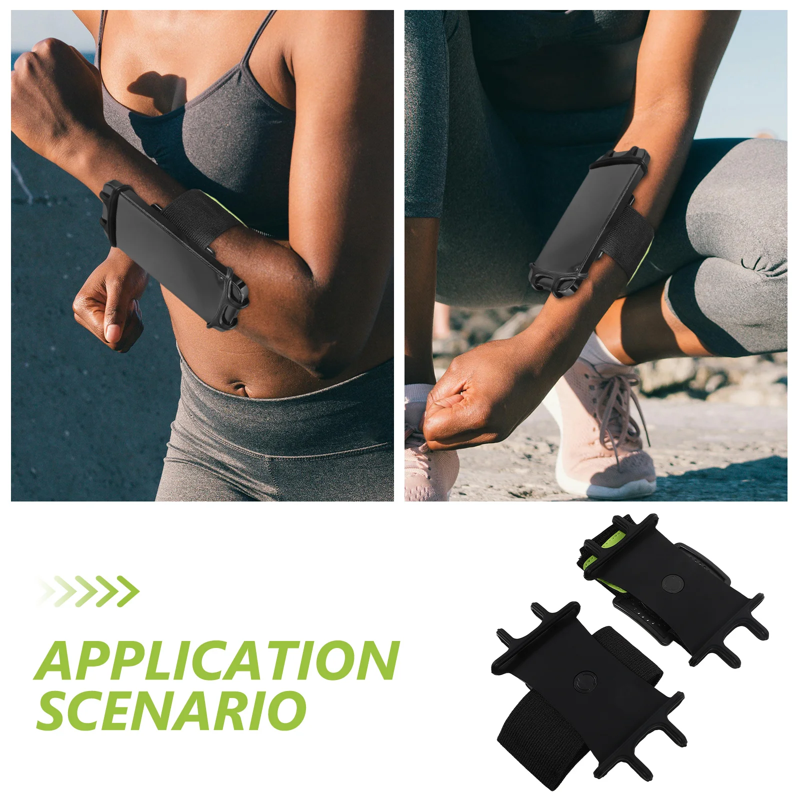 

2pcs Phone Wrist Arm Band Detachable 360° Rotating Running Holder For Smartphone Cycling Fitness Navigation Grip