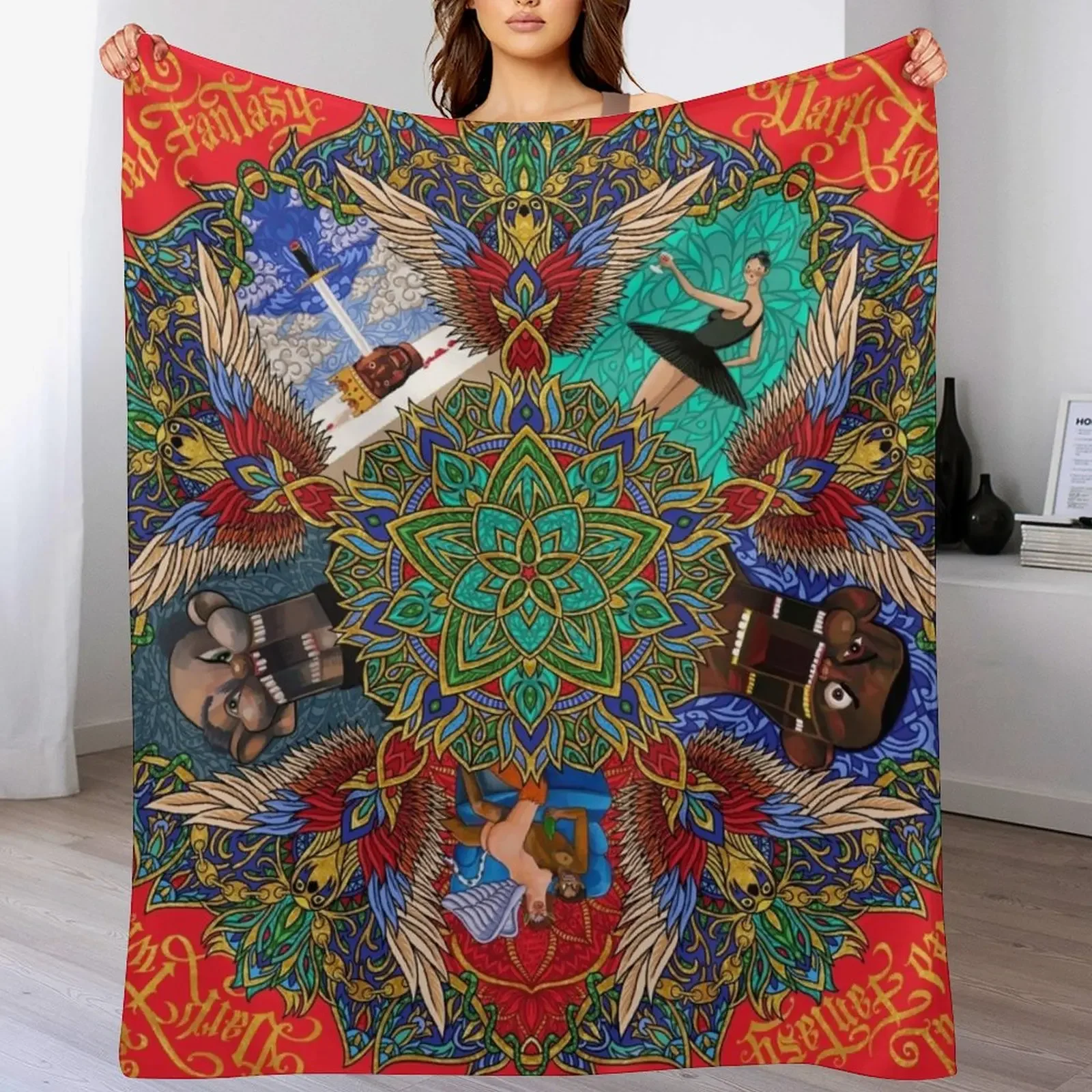 

My Beautiful Dark Twisted Fantasy Mandala Throw Blanket Multi Purpose Soft Warm Blanket for Home Travel